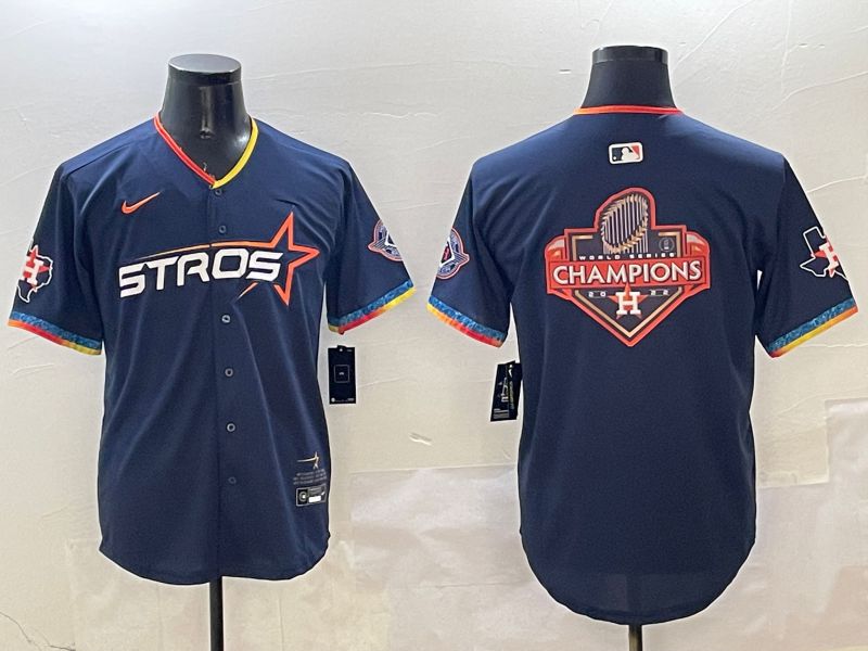 Men Houston Astros Blank Drak Blue Fourth generation Joint Name 2025 Nike MLB Jersey style 13->houston astros->MLB Jersey